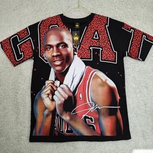 Chicago Bulls Young Michael Jordan Goat AOP‎ Modern Boot Mens L T-Shirt NBA